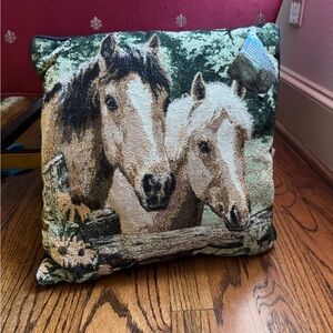 Jacquard Woven Square Horse Accent Pillow